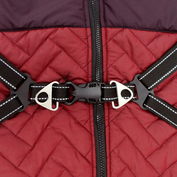 Pawpourri Puffer Jacket with Attached Harness for Dogs (Maroon)