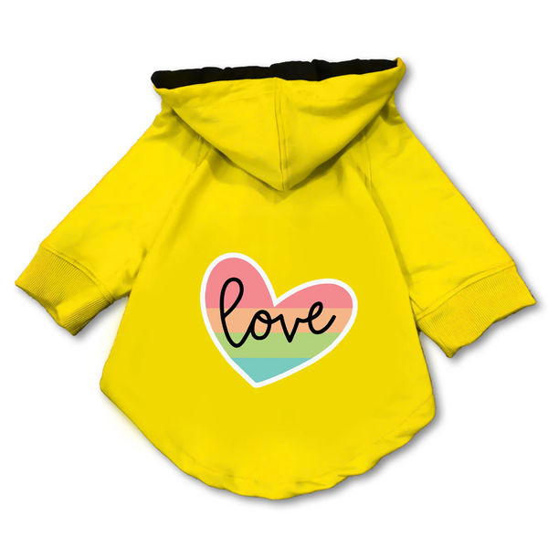 Pawsindia Love Hoodie for Dogs (Yellow)