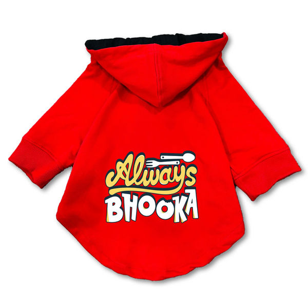 Pawsindia Always Bhooka Hoodie for Dogs (Red)
