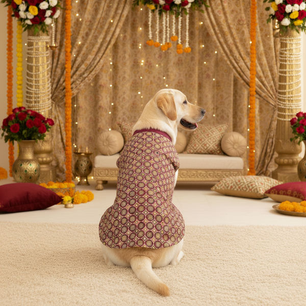 Skatrs Burgundy Regal Ensembl Festive Grace Sherwani for Dogs and Cats