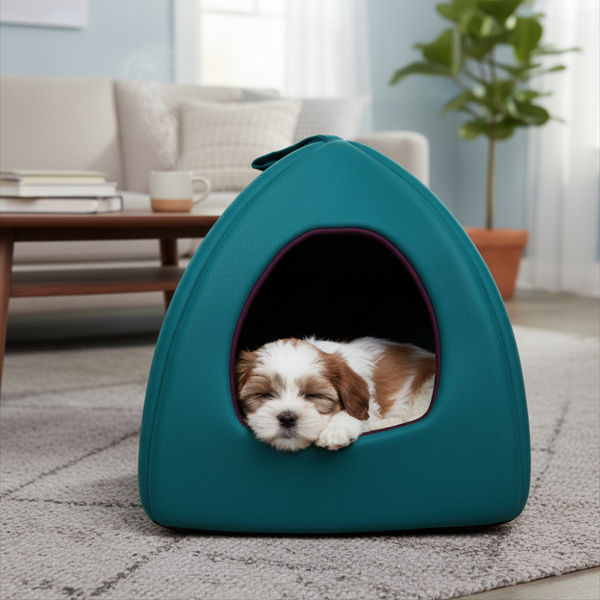 Skatrs Cozy House for Cats, Kittens and Small Dogs (Teal Blue and Purple)