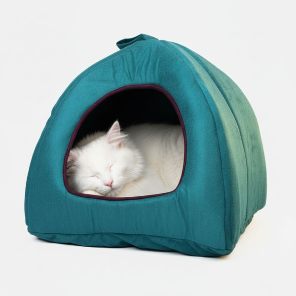 Skatrs Cozy House for Cats, Kittens and Small Dogs (Teal Blue and Purple)