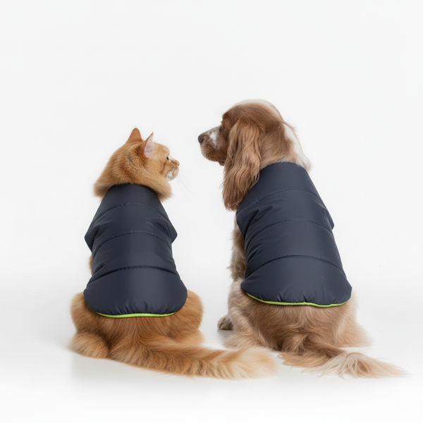 Skatrs Midnight Blue Puffer Reversible Jacket for Dogs and Cats | With Adjustable Baby Velcro
