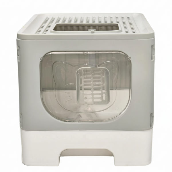Skatrs Foldable Covered Cat Litter Box with Anti-Spill Tray Easy Cleaning Spacious Design Top and Side Openings Litter Tray for Cats and Kittens