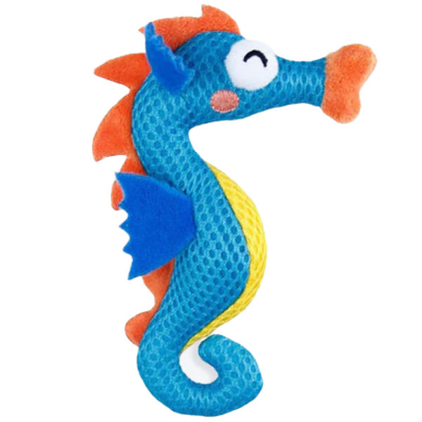 GiGwi Dental Mesh Seahorse Toy for Cats (Blue)