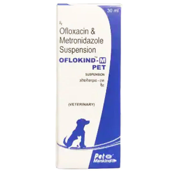 Mankind Oflokind M Pet (Ofloxacin & Metronidazole) Suspension for Dogs and Cats