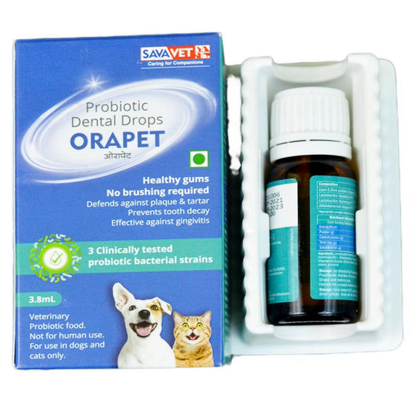 Savavet Orapet Probiotic Dental Drops for Dogs and Cats (3.8 ml)