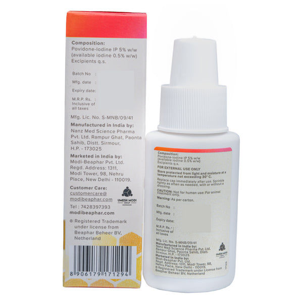 Beaphar Povidone Iodine Wound Healing & Antiseptic Powder for Dogs & Cats