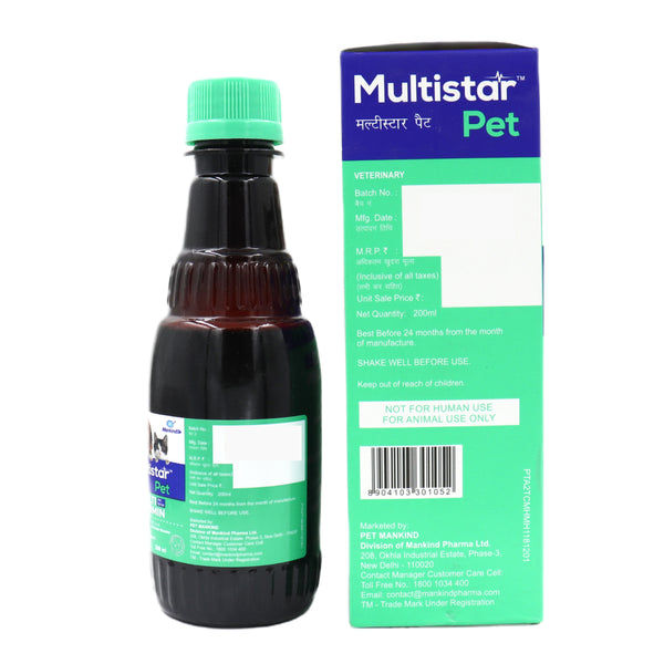 Mankind Multistar Pet Syrup Multivitamin Supplements for Dogs and Cats (200ml)
