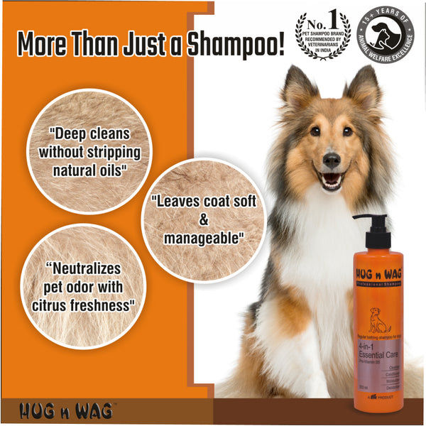 Ttk Hug n Wag Professional 4 in 1 Essential Care Shampoo with Pro Vitamin B5 for Dogs