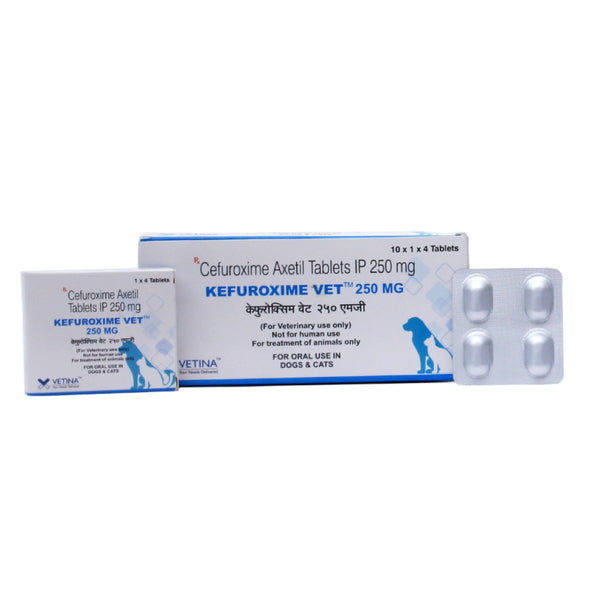 Vetina Kefuroxime Vet 250mg Tablets (Cefuroxime Axetil) for Dogs and Cats