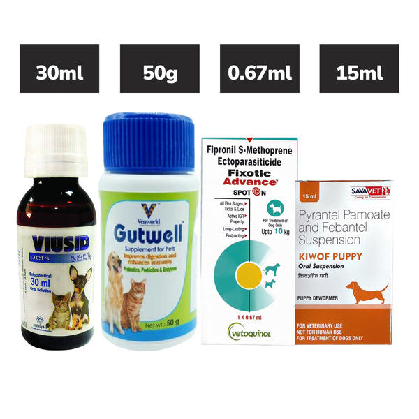 Preventive Care Kit Combo for Puppy (Dewormer + Spoton + Supplement + Probiotic)