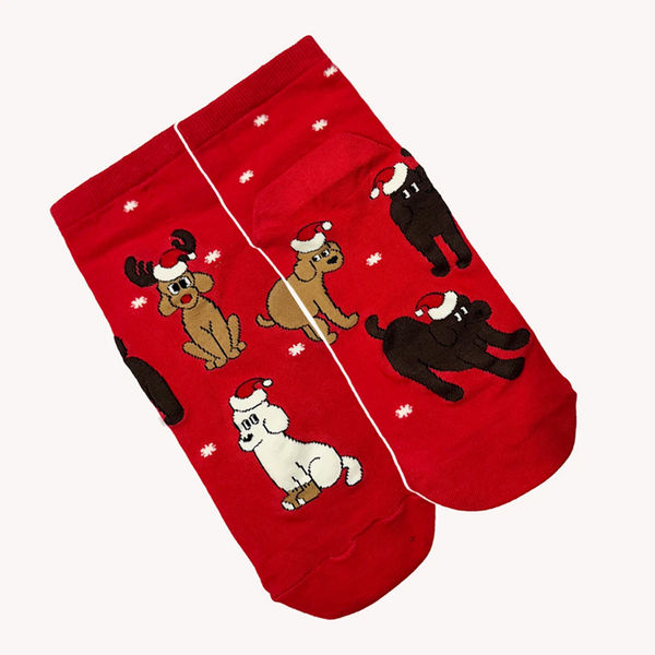 thePack Dog Themed Ankle Length Socks (Red)