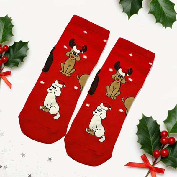 thePack Dog Themed Ankle Length Socks (Red)