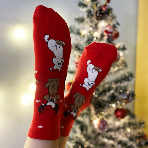 thePack Dog Themed Ankle Length Socks (Red)