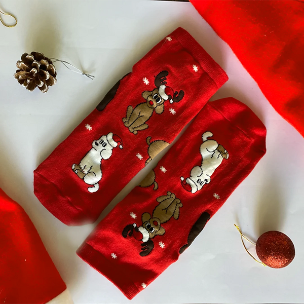 thePack Dog Themed Ankle Length Socks (Red)