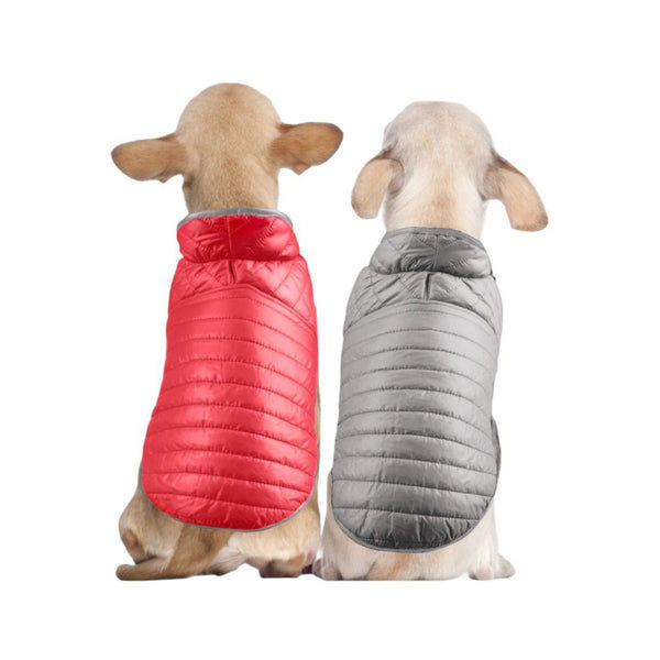 Talking Dog Club Double Trouble Reversible Jackets for Dogs (Red/Sliver)