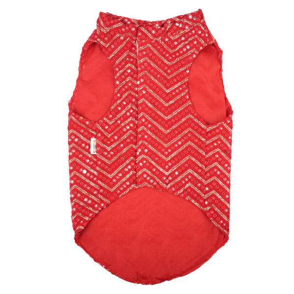 Skatrs Festive Mirror Sherwani for Cats and Dogs (Red)