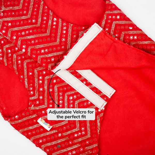 Skatrs Festive Mirror Sherwani for Cats and Dogs (Red)