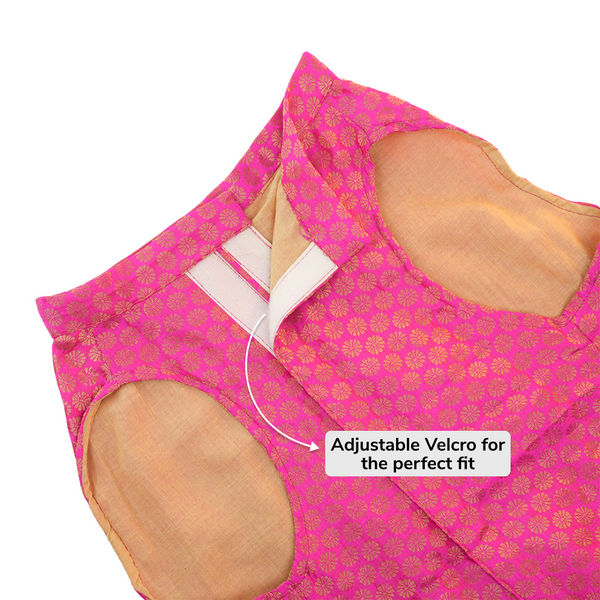 Skatrs Brocade Gold Printed Sherwani for Dogs and Cats (Pink)