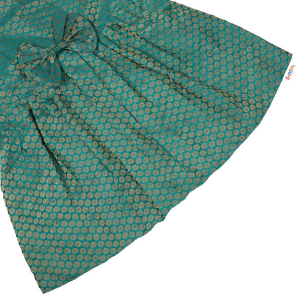 Skatrs Brocade Gold Printed Dress for Dogs and Cats (Teal)
