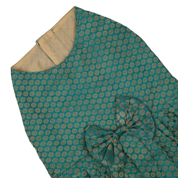 Skatrs Brocade Gold Printed Dress for Dogs and Cats (Teal)