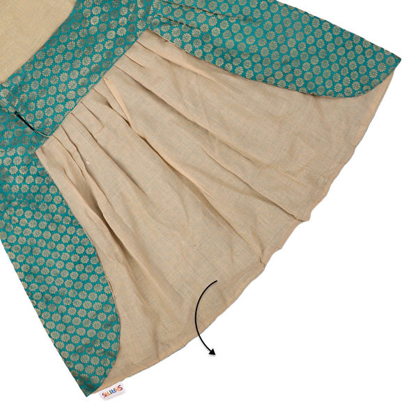 Skatrs Brocade Gold Printed Dress for Dogs and Cats (Teal)