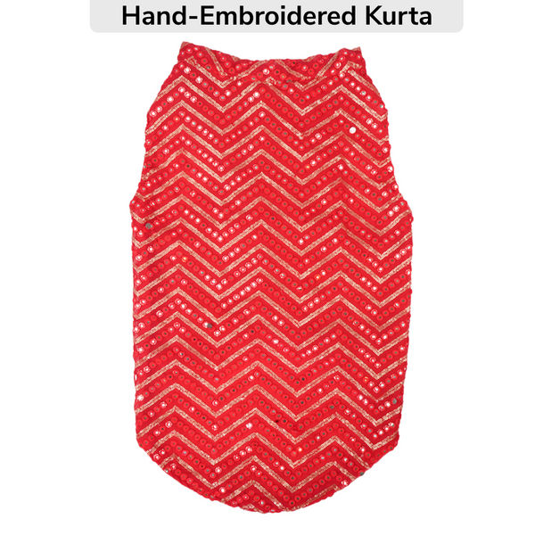 Skatrs Festive Mirror Sherwani for Cats and Dogs (Red)