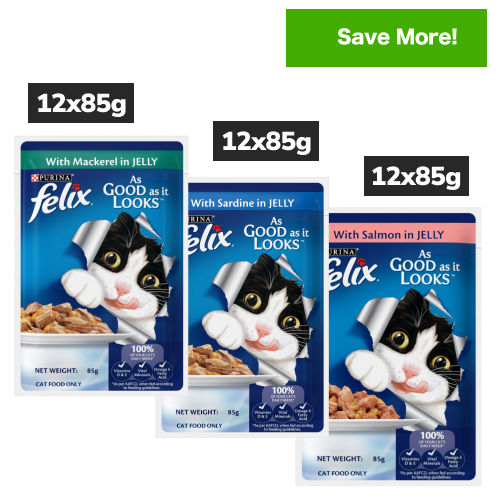 Purina Felix with Mackerel, Sardine and Salmon in Jelly Complete and Balanced Adult Cat Wet Food