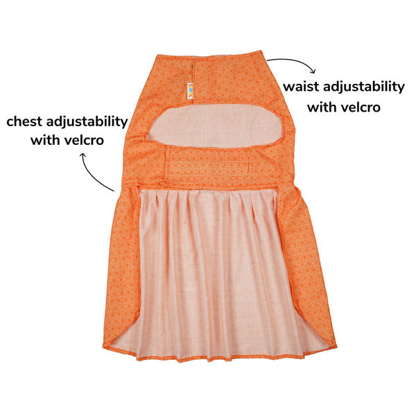 Skatrs Marigold Mandala Printed Dress for Dogs and Cats (Orange)