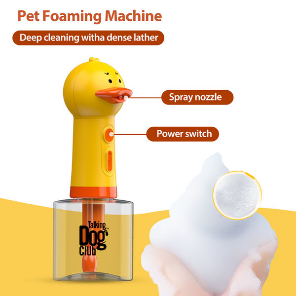 Talking Dog Club Oh Duck Shampoo Dispenser Spray with Free Bath brush for Dogs and Cats (Yellow)