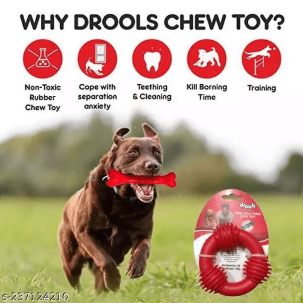 Drools Non Toxic Rubber Trio Bolt Ring Toy for Dogs