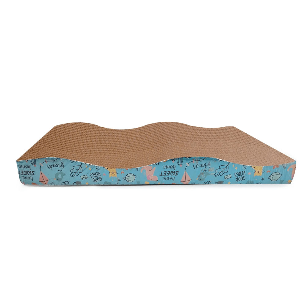 Goofy Tails Wave Shaped Scratcher for Cats (Blue)