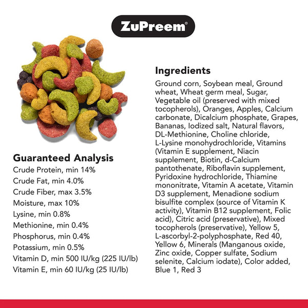ZuPreem FruitBlend Flavor with Natural Flavors Avian Diets Large Bird Food