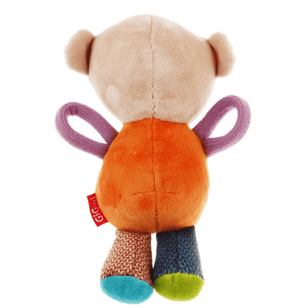 GiGwi Plush Friendz with Squeaker Bear Toy for Dogs (Orange)