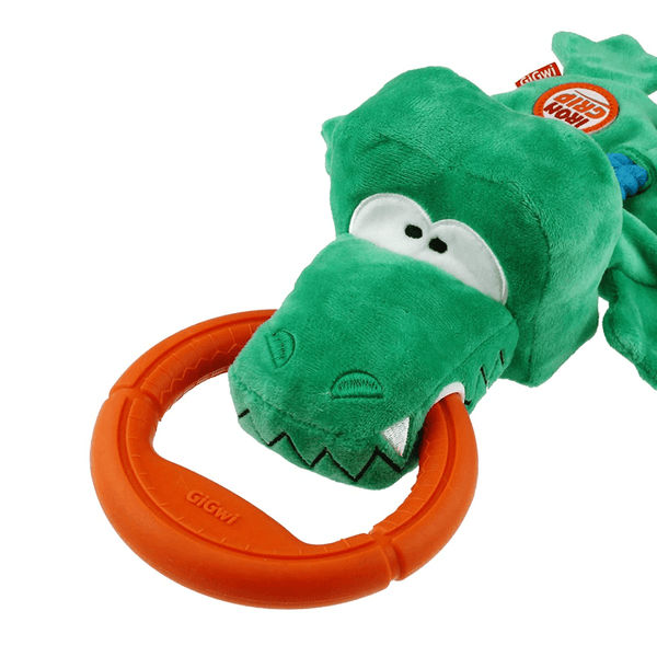 GiGwi Iron Grip Crocodile Plush with TRP Handle Toy for Dogs (Green)