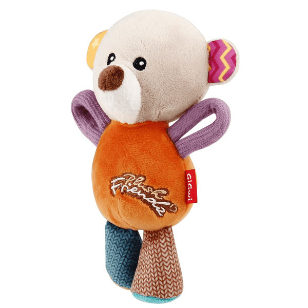 GiGwi Plush Friendz with Squeaker Bear Toy for Dogs (Orange)