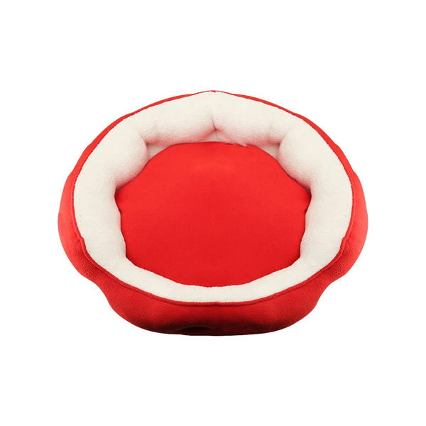 Hiputee Soft Dual Fabric Reversible Washable Bed with Cover for Dogs and Cats(White Sherpa Red Fleece)
