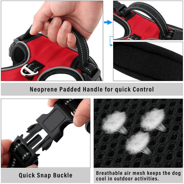 Hank 3M Reflective Harness for Puller Dogs (Red)