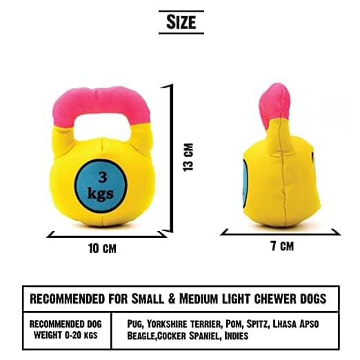 Goofy Tails Gym Series Kettlebell Plush Toy for Dogs | For Soft Chewers (Yellow)