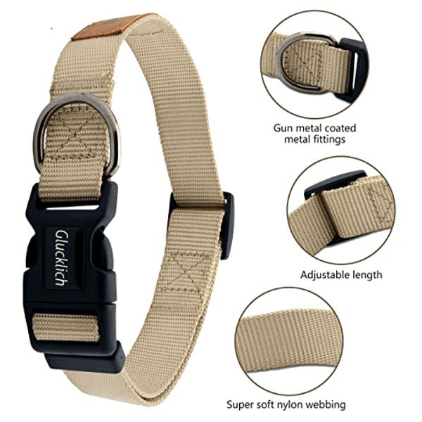 Glucklich Pet Essentials Classic Nylon Collar for Dogs (Beige)