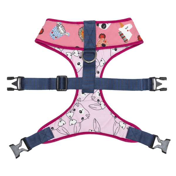Pet And Parents Pink Faces Reversible Harness for Dogs
