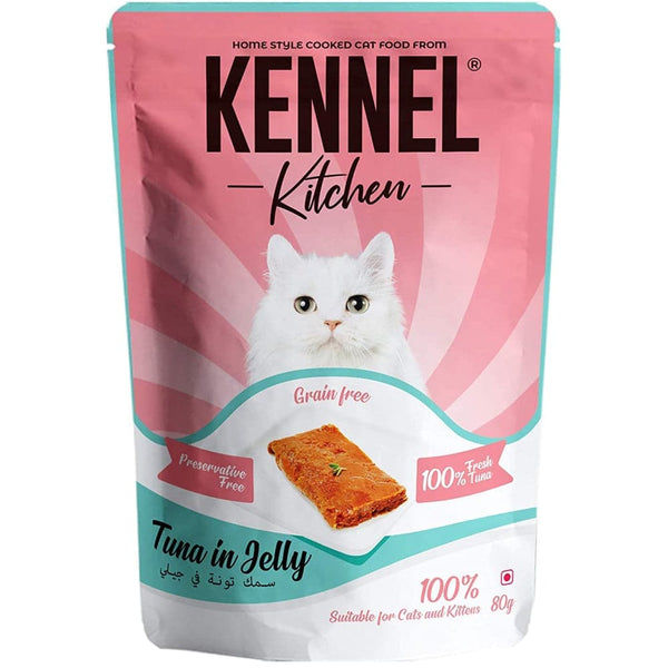 Kennel Kitchen Tuna in Jelly Kitten & Adult Cat Wet Food (All Life Stage) and Creameroo Crab with Mackerel Creamy Cat Treats Combo