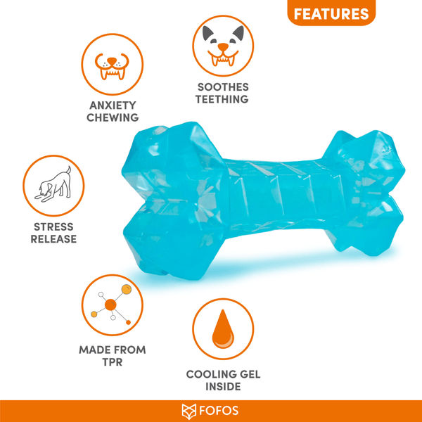 Barkbutler x Fofos Cooling Bone Freezable Chew Toy for Dogs (Blue)