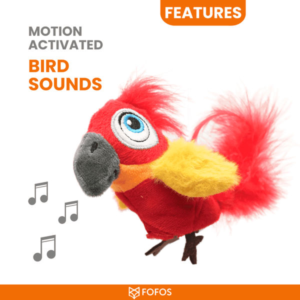 Barkbutler x Fofos Parrot with Catnip Balls Interactive Toy for Cats (Red)