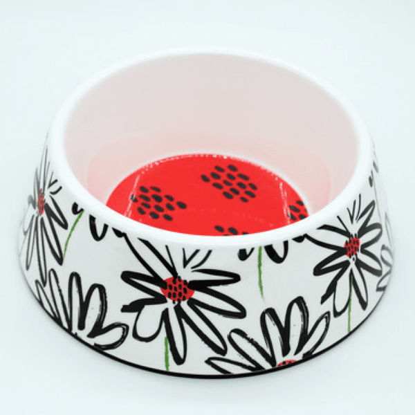 Peetara Flower Designer Melamine Bowl for Dogs and Cats