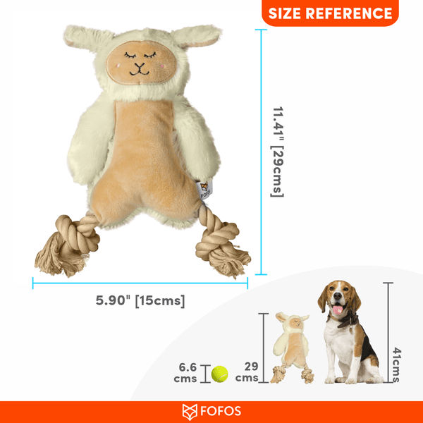 Barkbutler x Fofos Ropeleg Plush Sheep Toy for Dogs | For Medium Chewers (White)