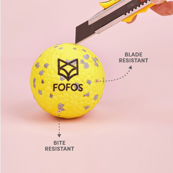 Barkbutler x Fofos Super Bounce Chew Ball for Dogs (Yellow) | For Aggressive Chewers