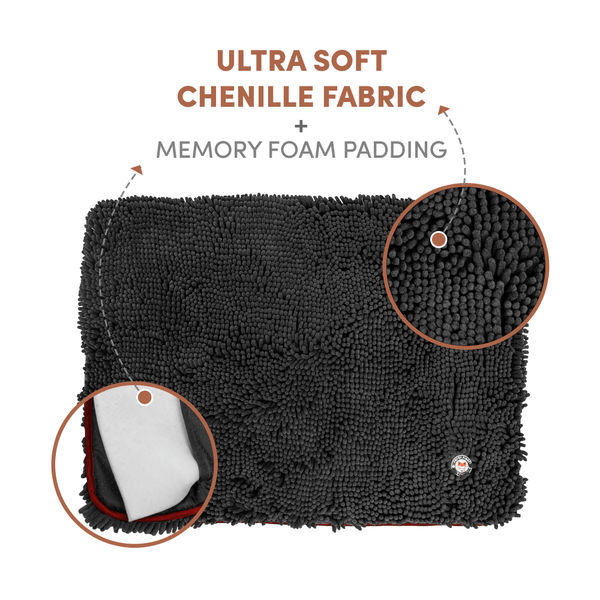 Barkbutler x Fofos Chenille Memory Foam Mat for Dogs and Cats (Grey)