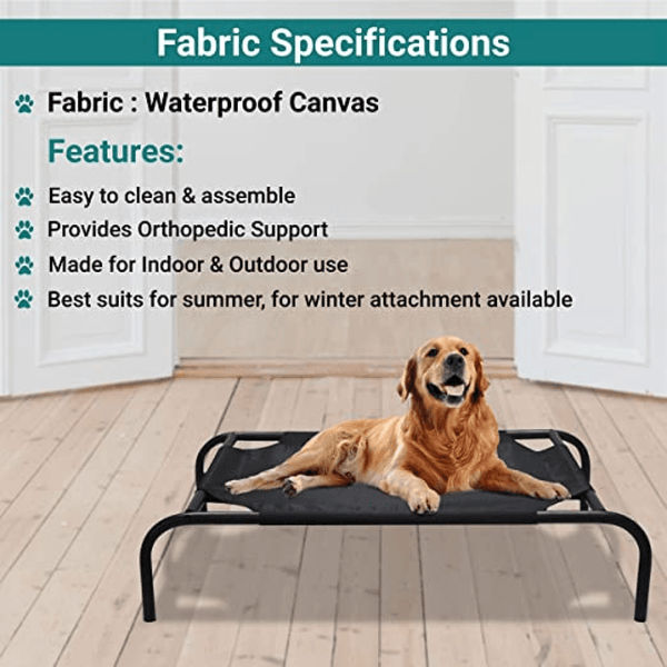 Hiputee Canvas Elevated Bed for Dogs and Cats (Black)